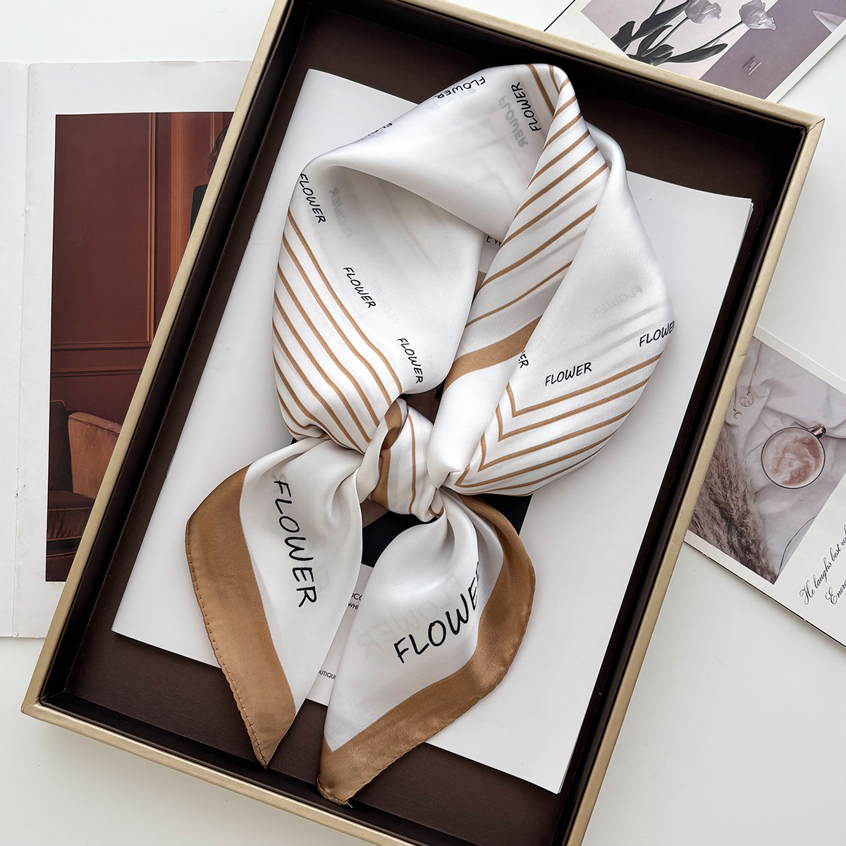 Ascot Neck Scarf - Luxury Print Scarf For Women Elegant