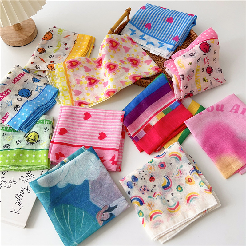 Bandana Cotton - 55cm Square Scarves Cotton Linen Bright