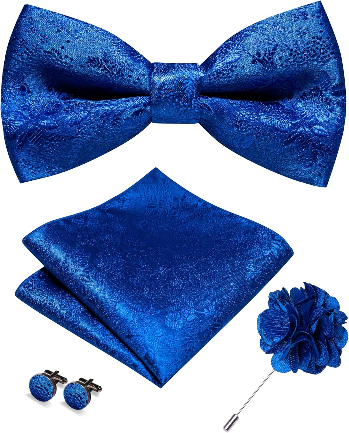 Pocket Square Set - Floral Pre-tied Bow Tie Set with