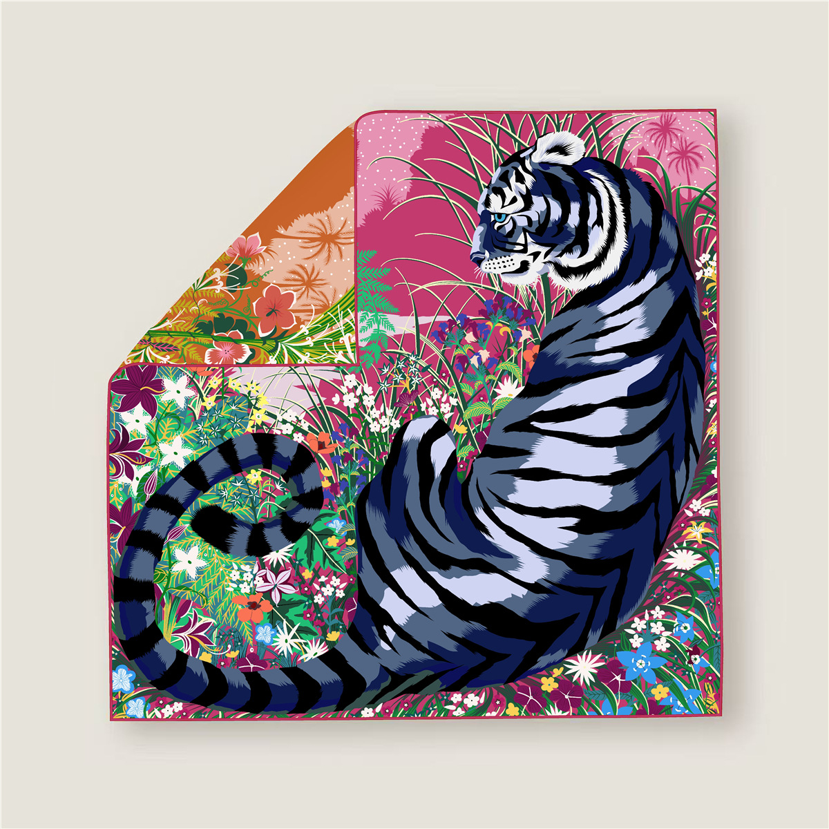 Scarf Silk Square - 70CM Curled Edge Twill Silk Square
