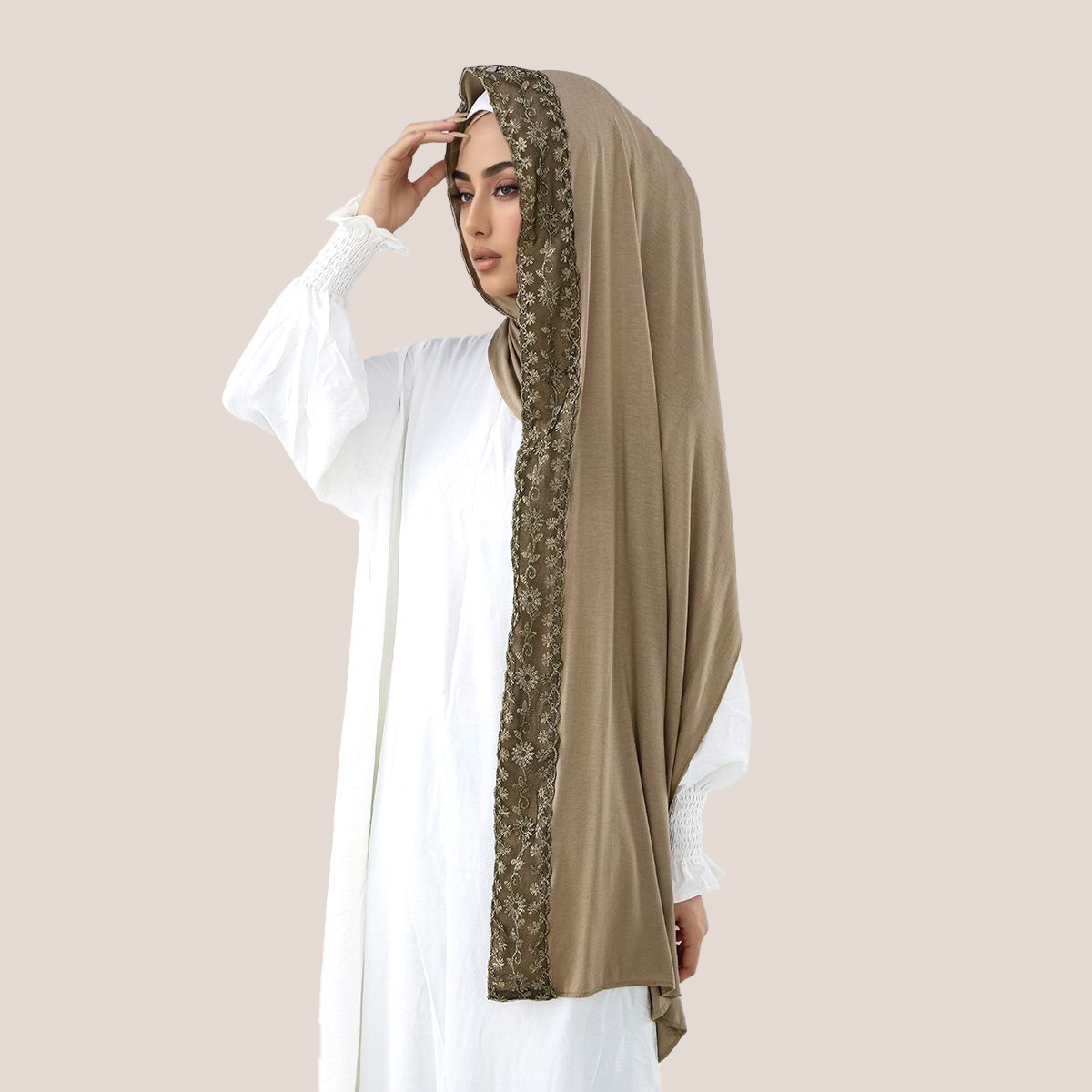 Lace Embroidery Cotton Jersey  - Head Wrap Turban reseña y precio