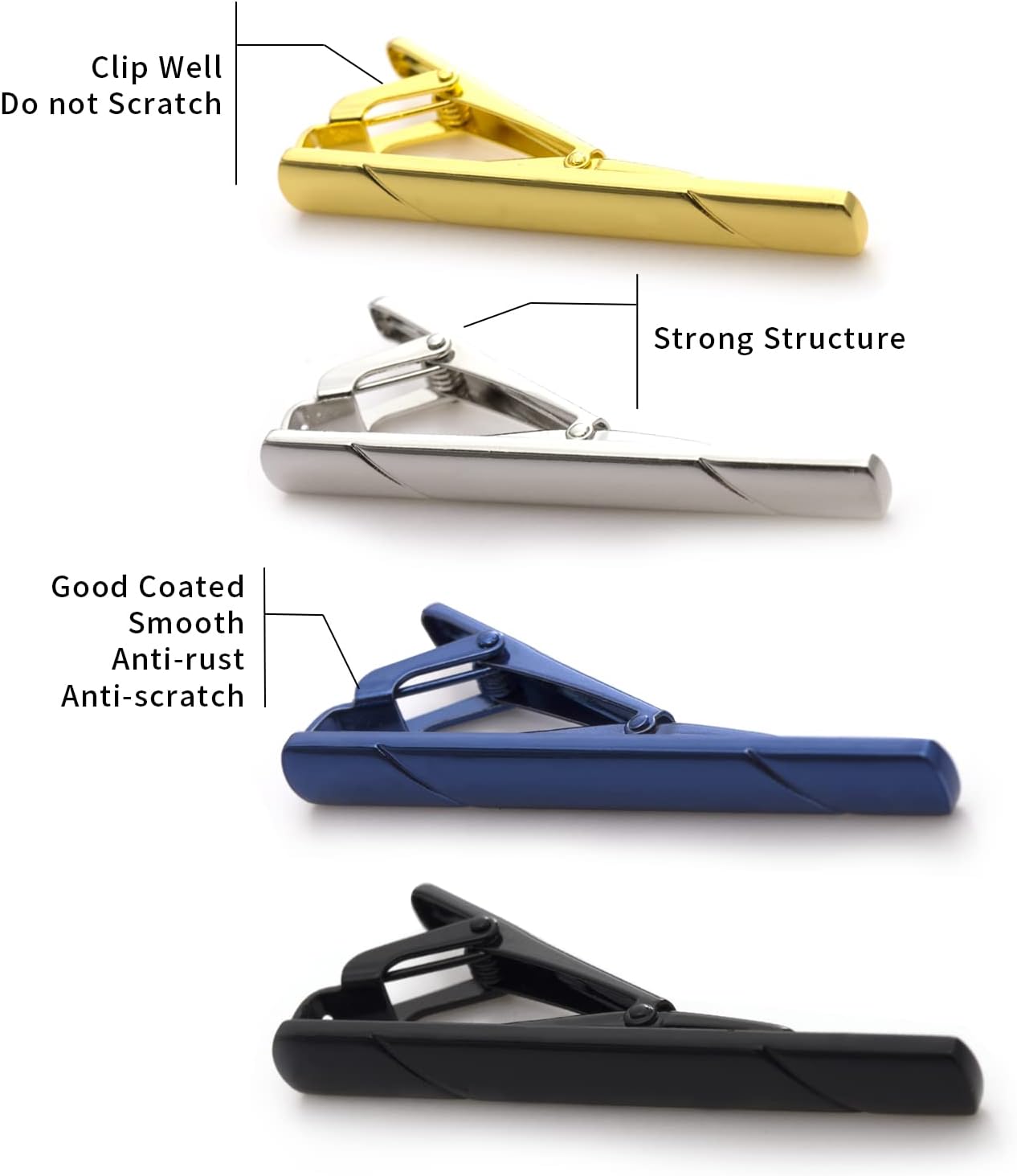 4Pcs Tie Clips for Men with Gi - Tie Clip Silver reseña y precio