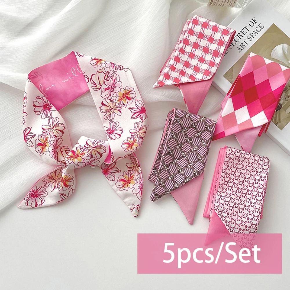 2-6pcs/set Silk Satin Scarf Wo - Ascot Neck Scarf reseña y precio