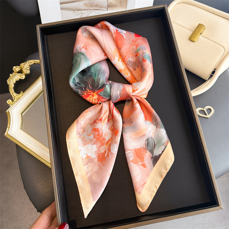 2026 New Floral Print Silk Squ - Silk Neck Scarf reseña y precio