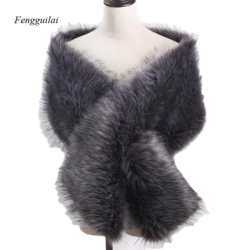 Women's White Faux Fur Shawl B - Stole Wedding Shawl reseña y precio