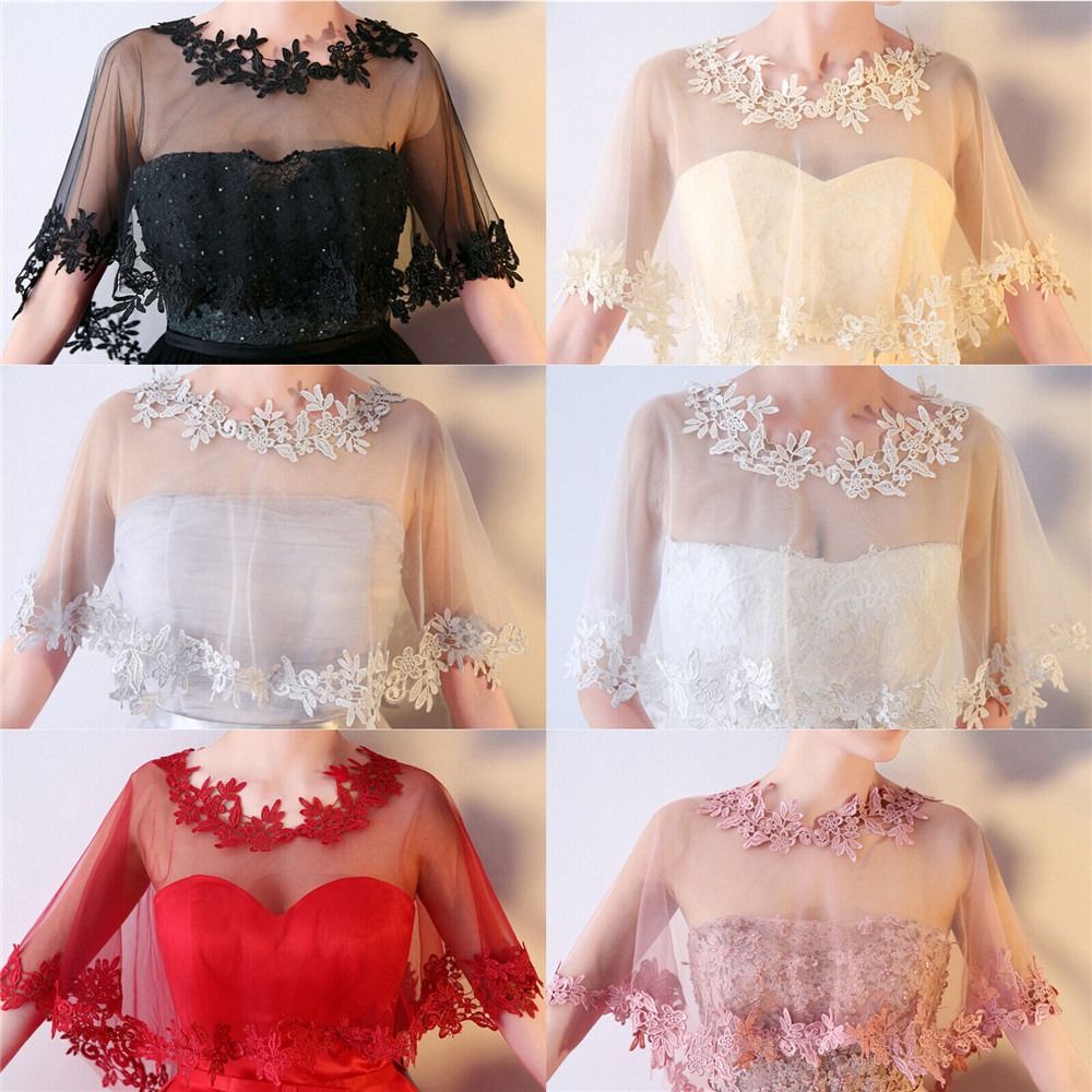 Fashion Lace Short Sleeve Shru - Stole Wedding Shawl reseña y precio