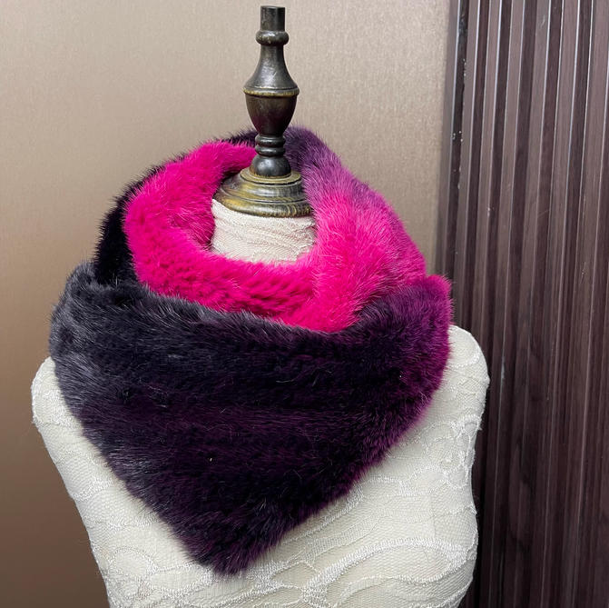 Ombre Color Genuine Mink Fur S - Infinity Scarf Knit reseña y precio