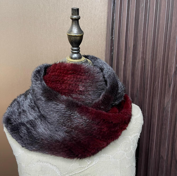 Ombre Color Genuine Mink Fur S - Infinity Scarf Knit reseña y precio