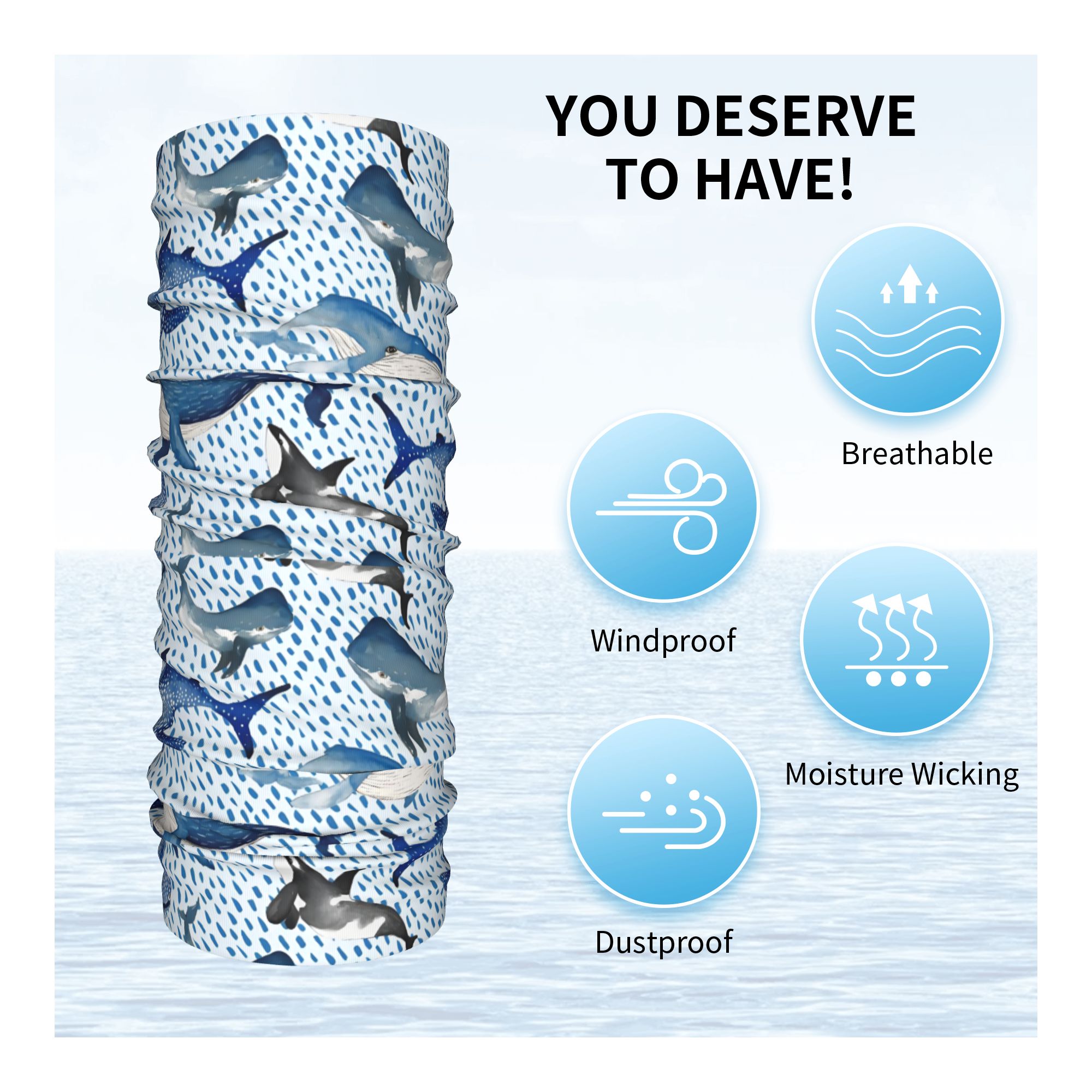 Custom Blue Watercolour Shark  - Neck Warmer Tube reseña y precio