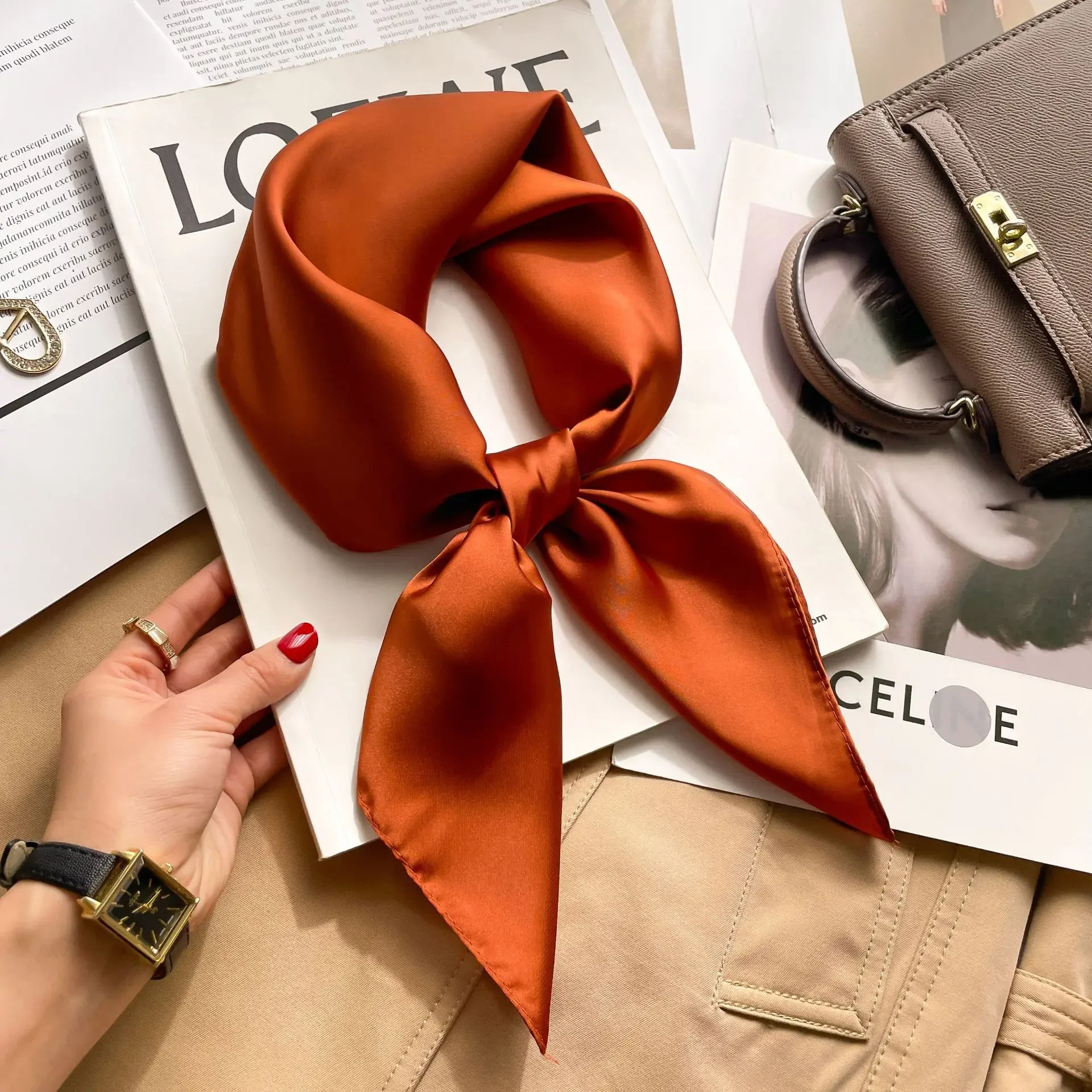 70cm Solid Colors Neckerchief  - Silk Neck Scarf reseña y precio