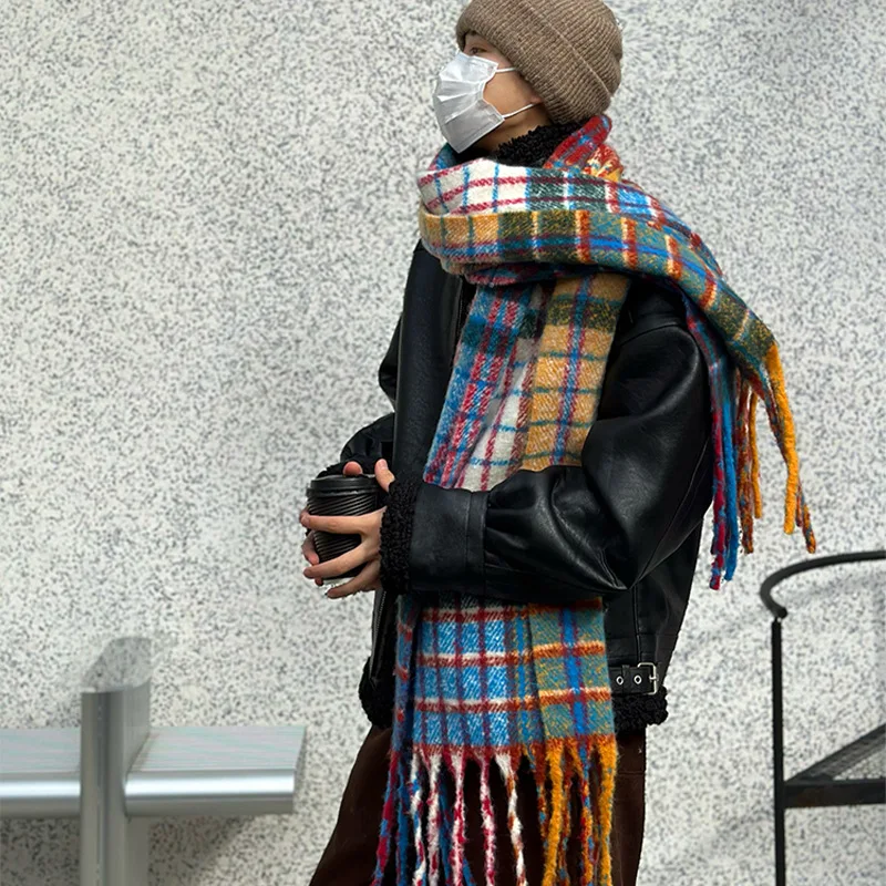 Vintage Colorful Plaid Cashmer - Muffler Men Wool reseña y precio