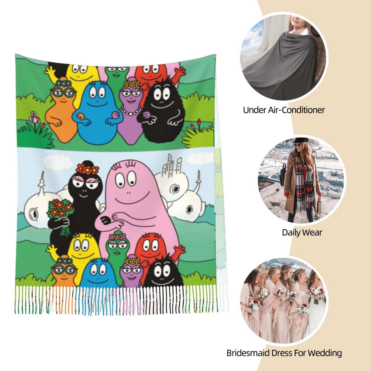 Les Barbapapa Family Shawls Wr - Pashmina Wrap Large reseña y precio