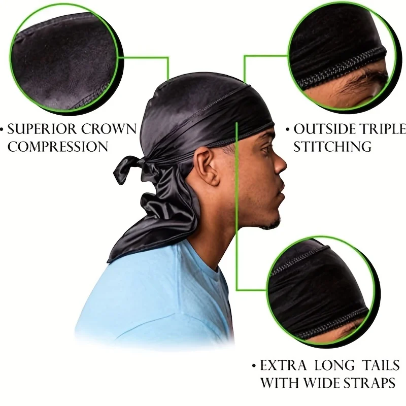 Men's Silk Durag Bonnet Bandan - Bandana Doo Rag reseña y precio