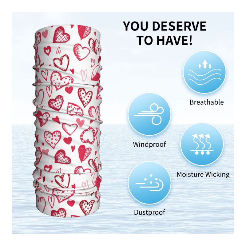 Pink Red Love Hearts Bandana N - Neck Warmer Tube reseña y precio