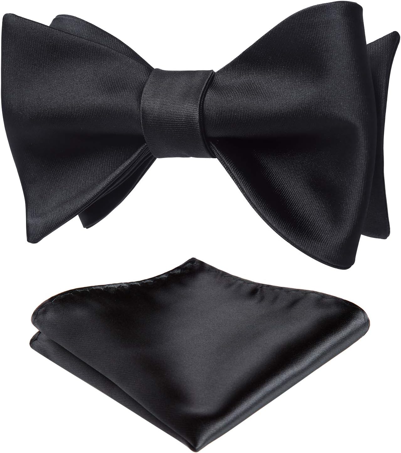 Solid Color Self Tie Bow Tie & - Pocket Square Set reseña y precio
