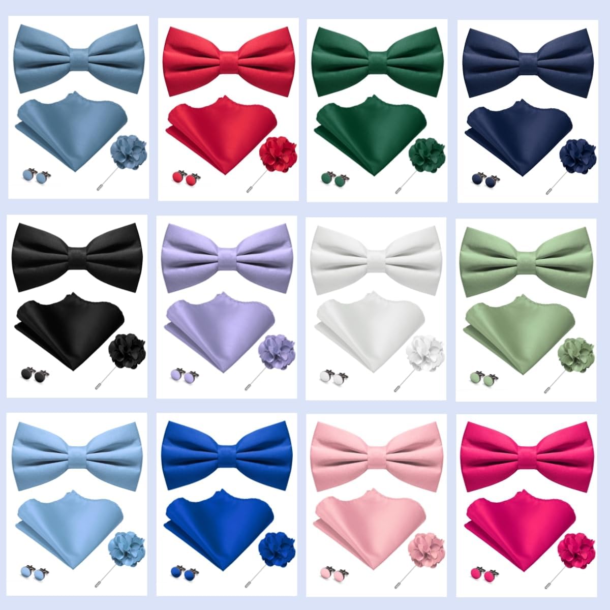 Pre-tied Bow Tie and Pocket Sq - Pocket Square Set reseña y precio