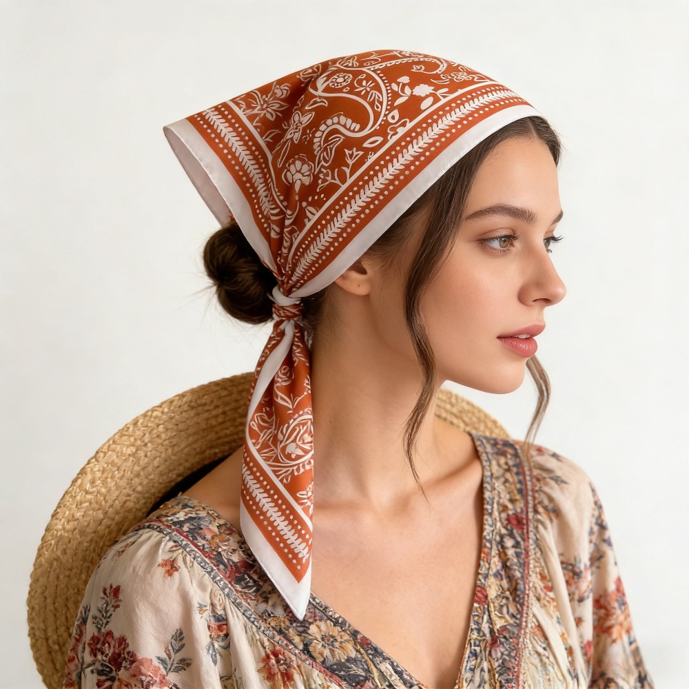1Pc cashew print fashion silk  - Scarf Silk Square reseña y precio