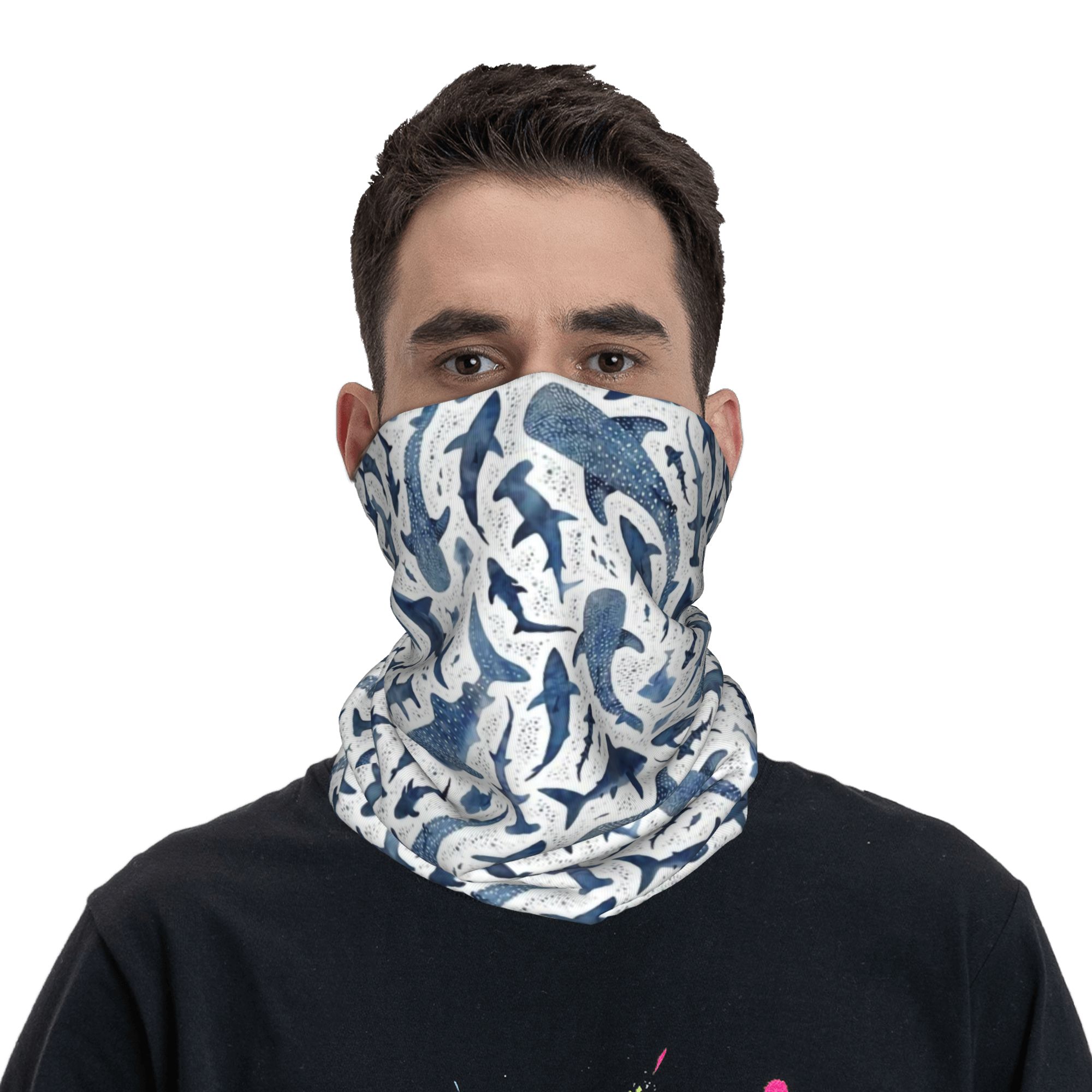 Custom Blue Watercolour Shark  - Neck Warmer Tube reseña y precio