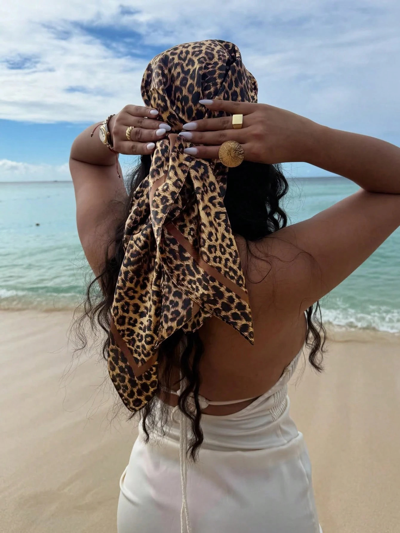 90cm Leopard Print Neckerchief - Silk Neck Scarf reseña y precio