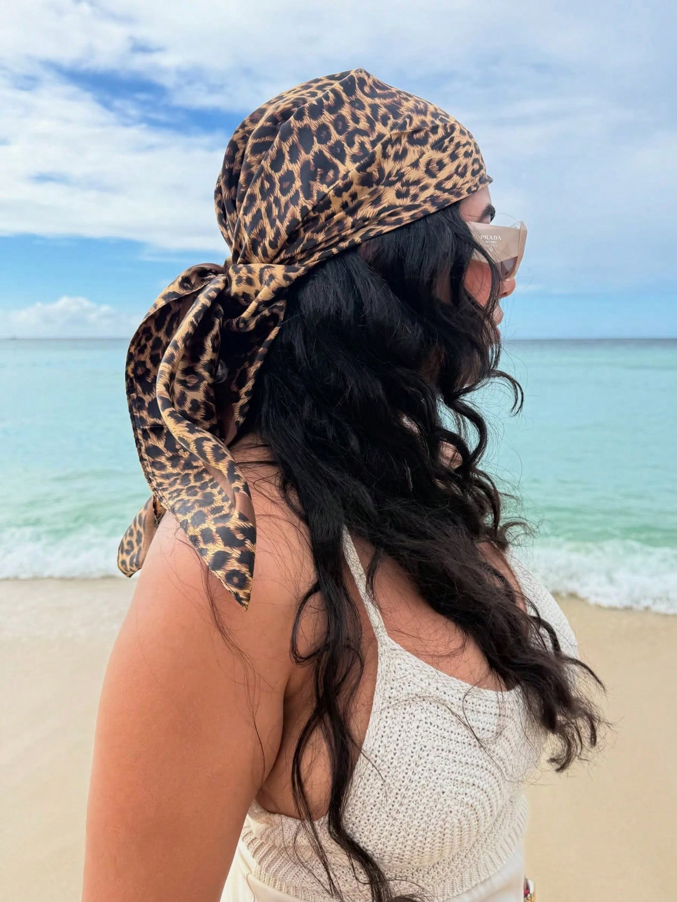 90cm Leopard Print Neckerchief - Silk Neck Scarf reseña y precio