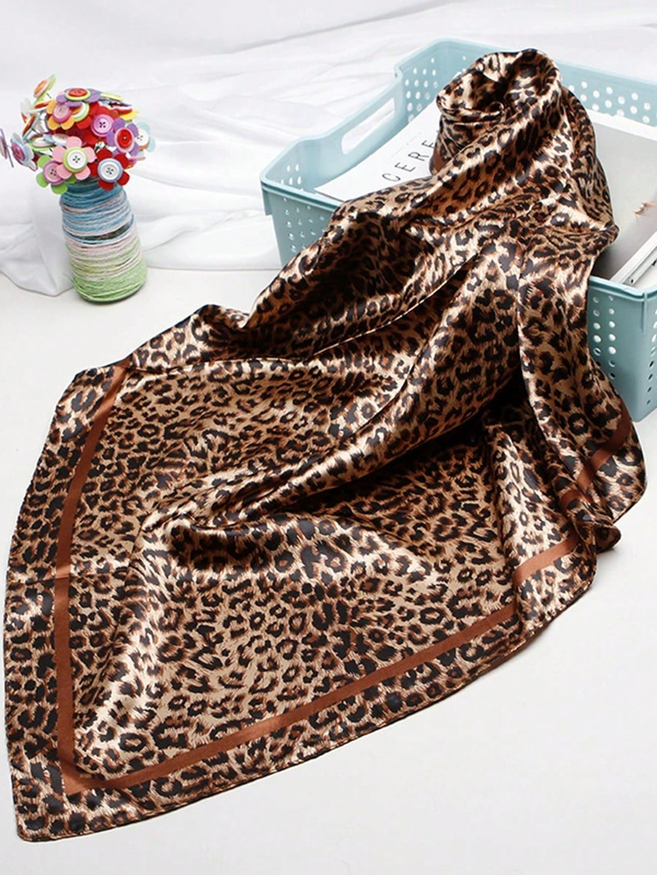 90cm Leopard Print Neckerchief - Silk Neck Scarf reseña y precio