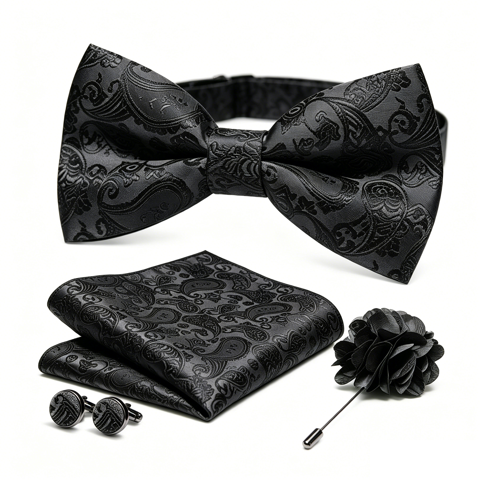 36pcs Black Silk Jacquard Pais - Bow Tie Pre Tied reseña y precio