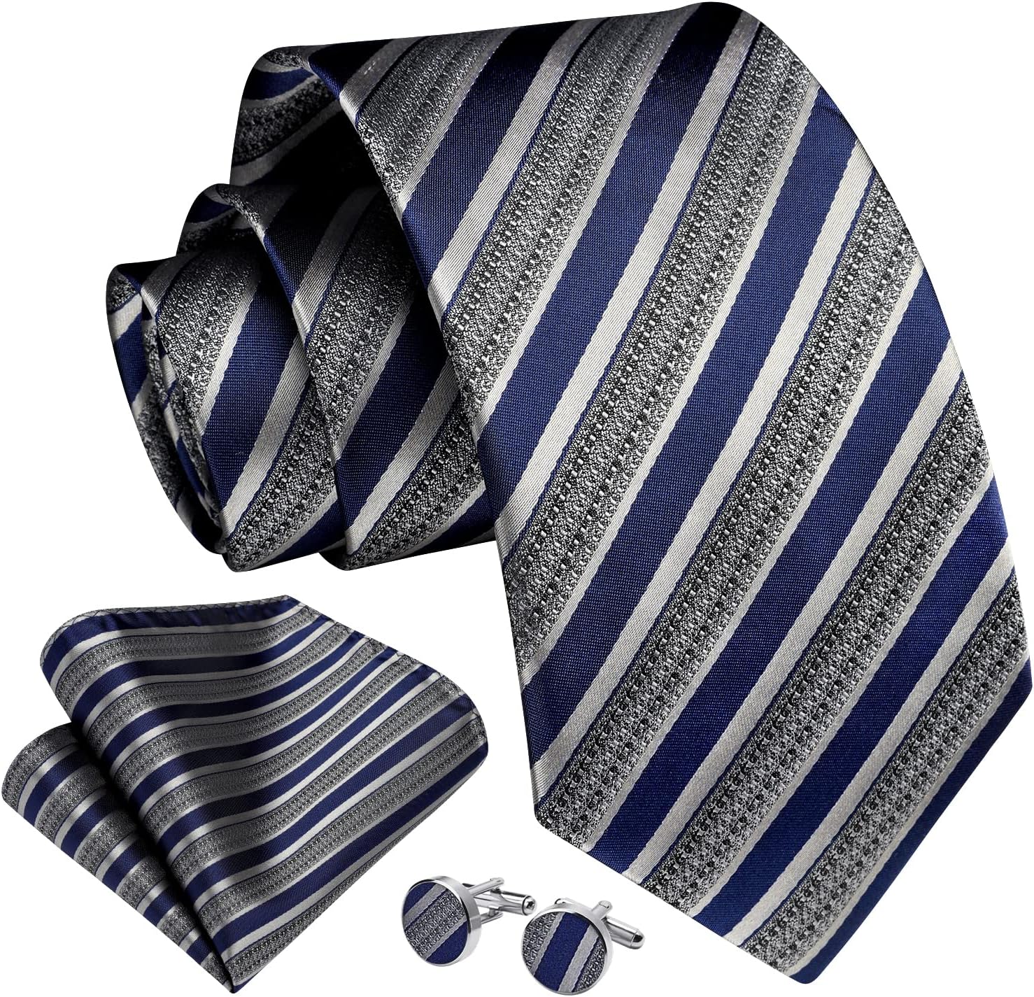 Men's Stripe Tie & Pocket Squa - Pocket Square Set reseña y precio