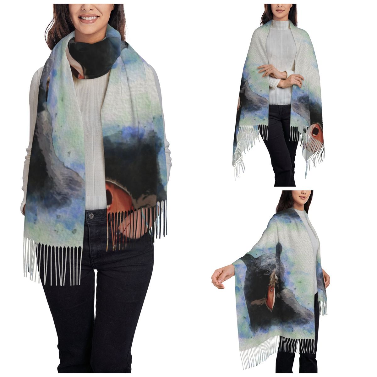 Cage Bear Watercolor Scarf for - Pashmina Wrap Large reseña y precio
