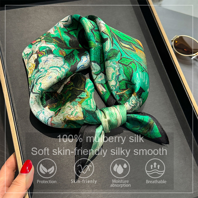 100% Silk Scarf Bandana Women  - Face Scarf Mask reseña y precio