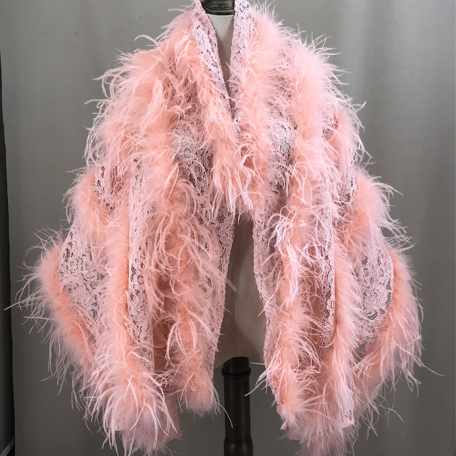 Real Ostrich Feather Lace Shaw - Stole Wedding Shawl reseña y precio