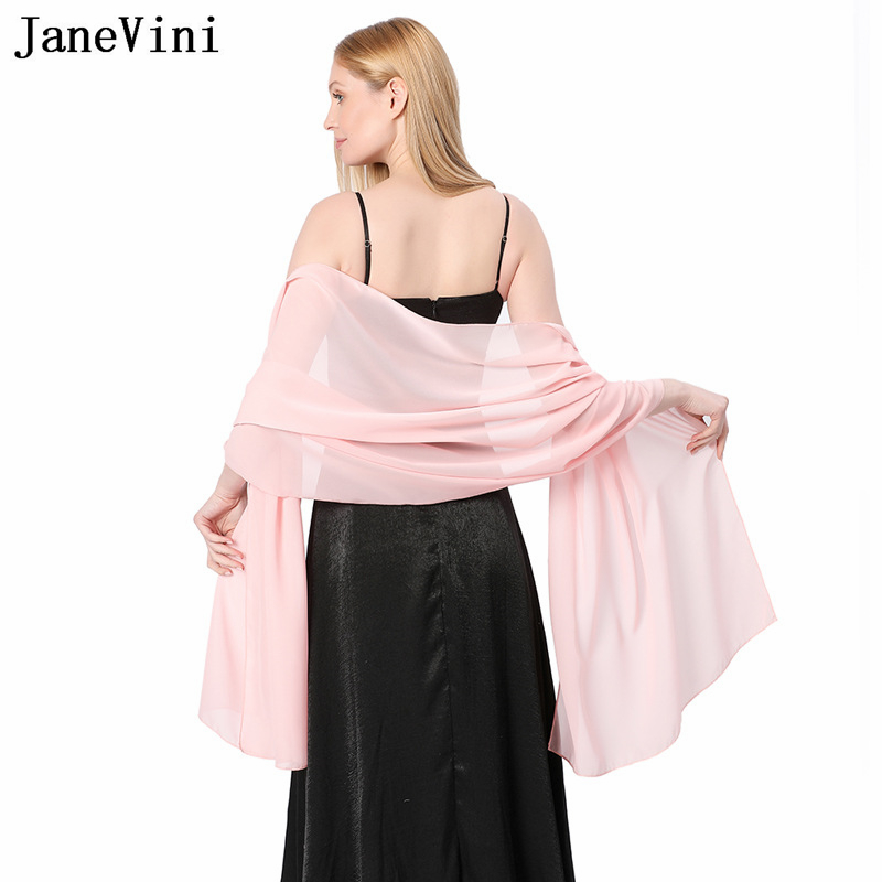 JaneVini Elegant Pink Chiffon  - Stole Wedding Shawl reseña y precio