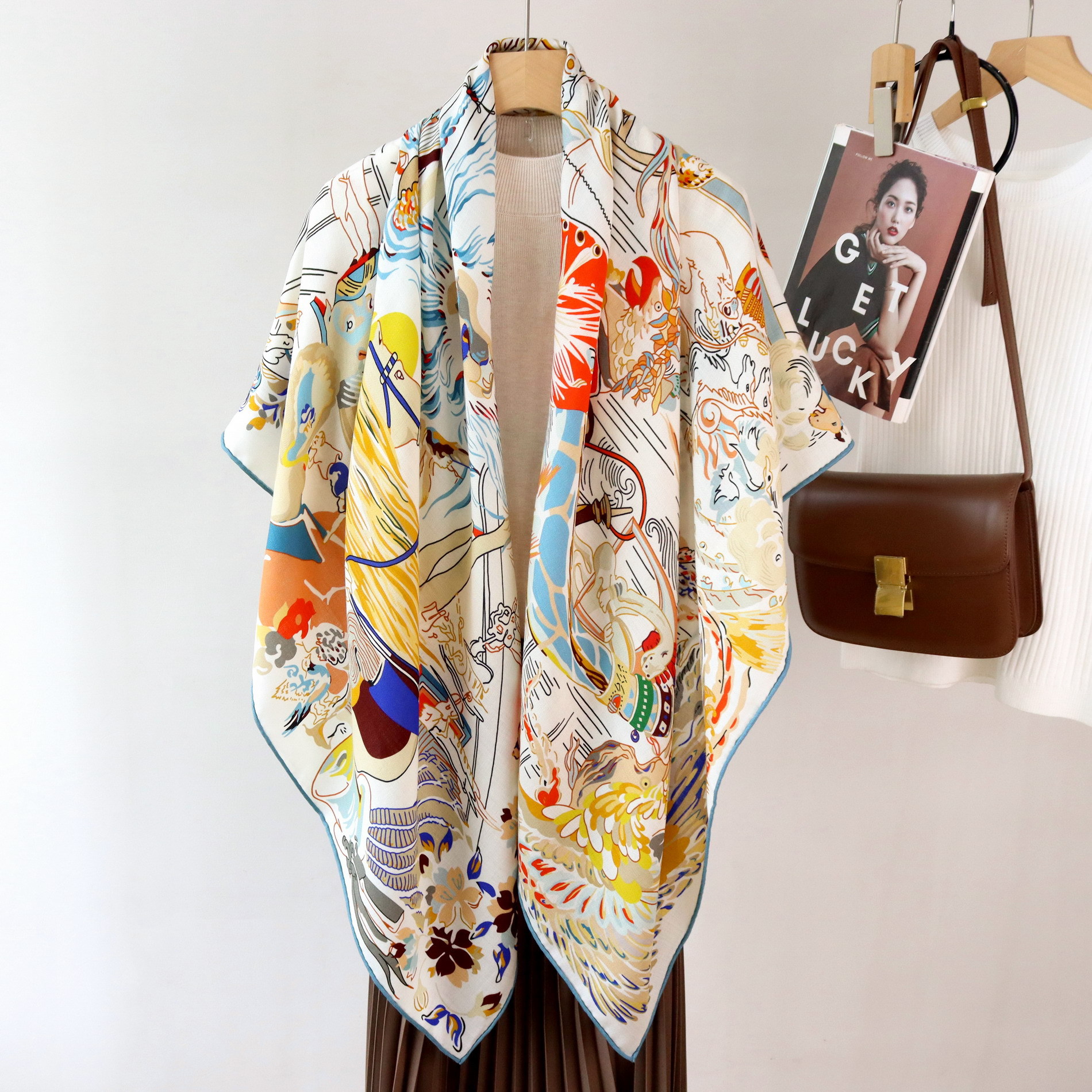 Double Print Mulberry Silk Sca - Pashmina Wrap Large reseña y precio