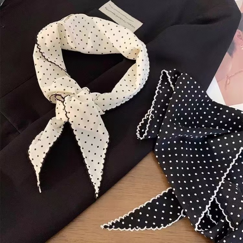 Black White Polka Dot Scarf fo - Ascot Neck Scarf reseña y precio
