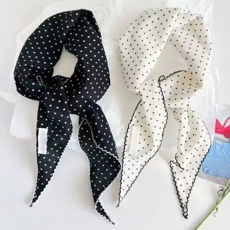 Black White Polka Dot Scarf fo - Ascot Neck Scarf reseña y precio