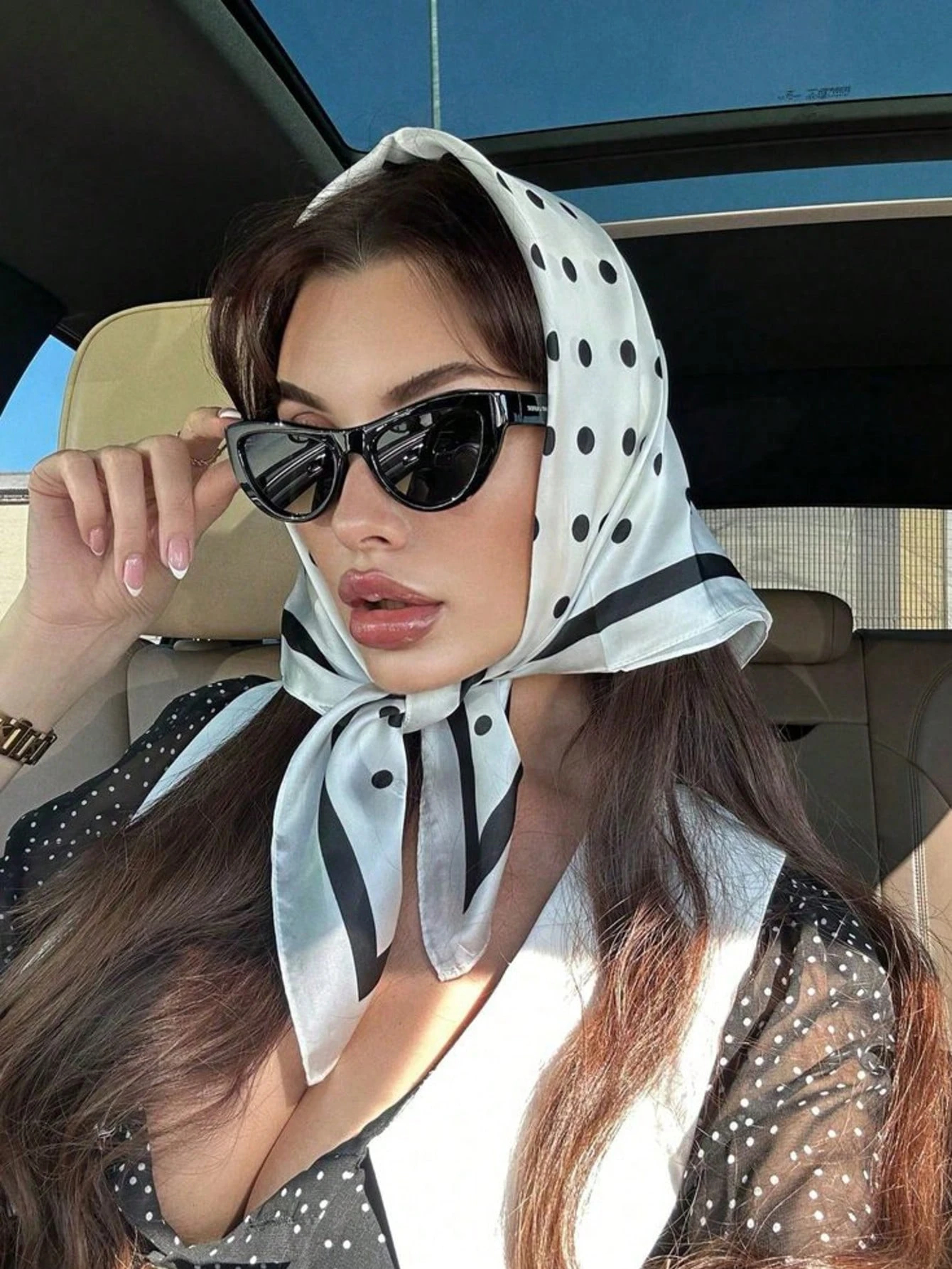 Lady Hair Dot Scarf Female Sil - Scarf Silk Square reseña y precio