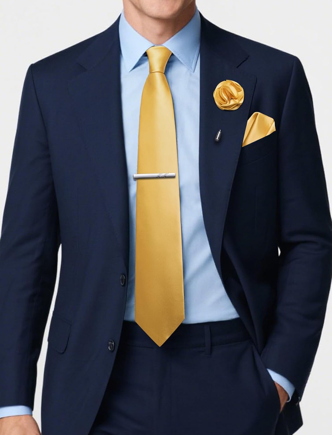5Pcs Men's Silk Satin Tie Set  - Pocket Square Set reseña y precio