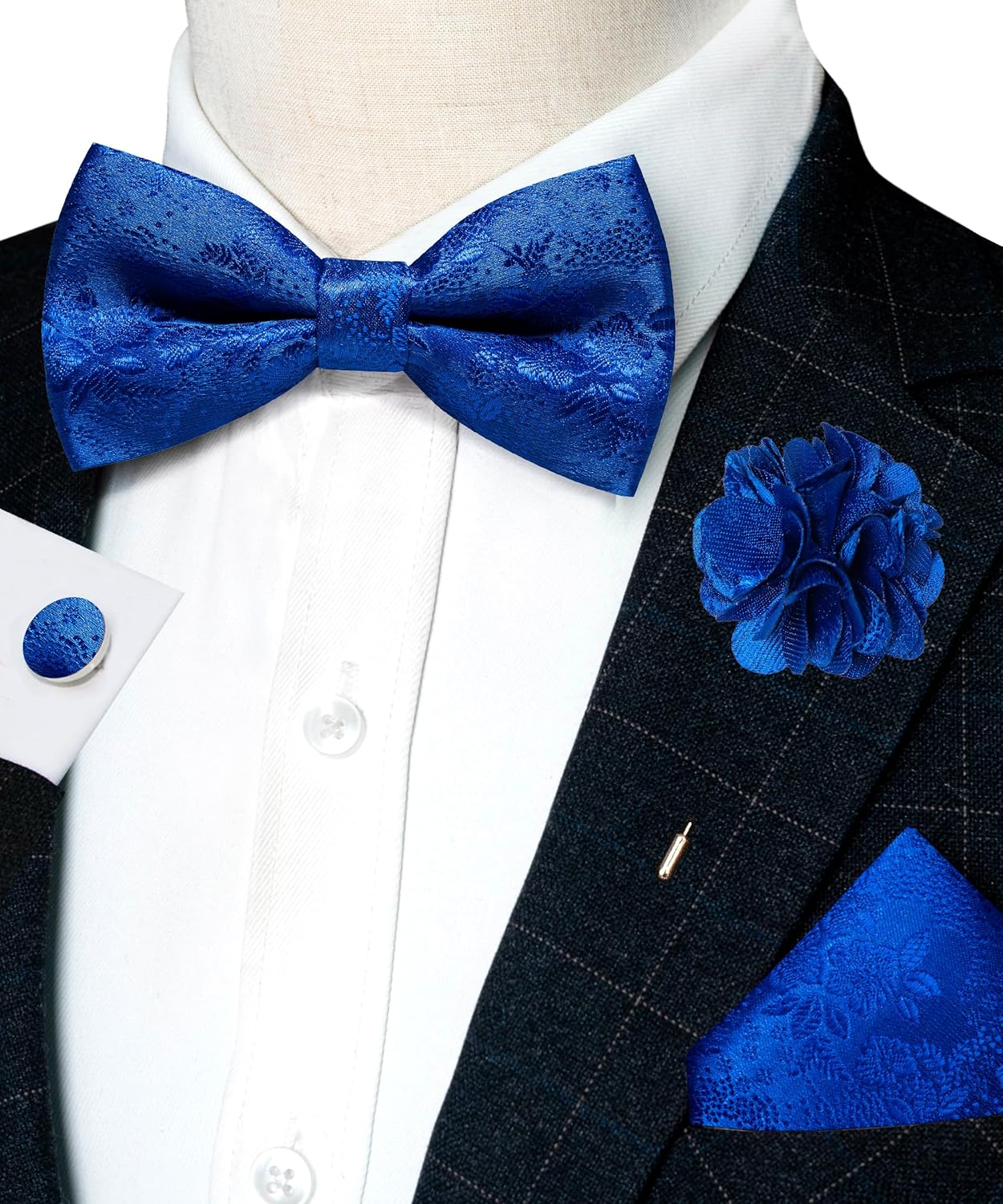 Floral Pre-tied Bow Tie Set wi - Pocket Square Set reseña y precio