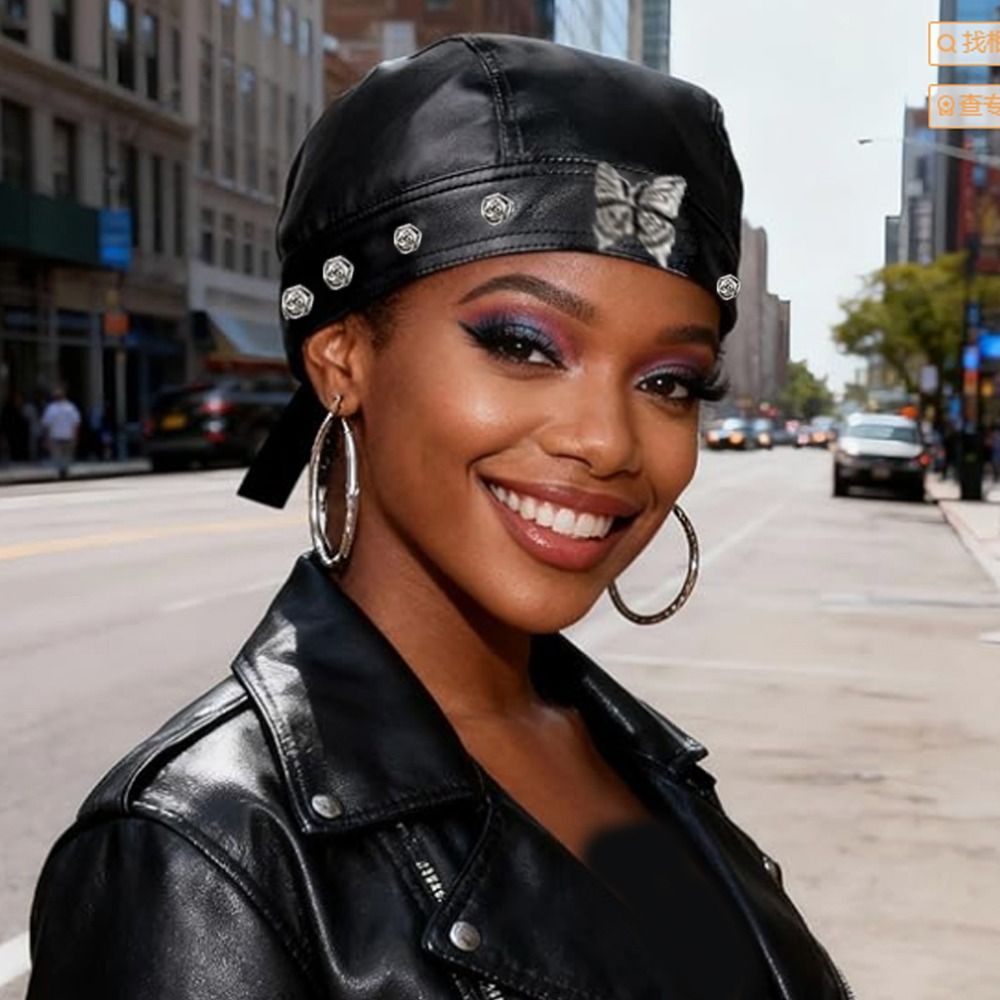 PU Leather Black Biker Cap Doo - Bandana Doo Rag reseña y precio