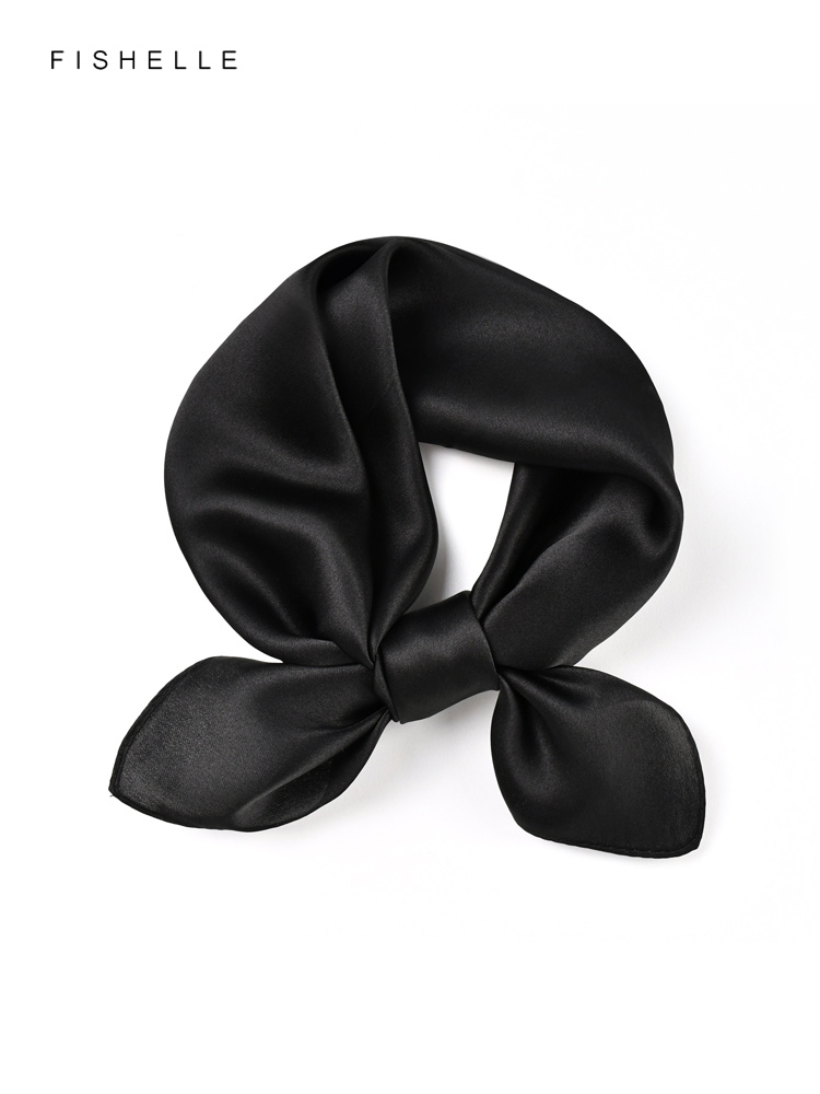 Solid color black pure silk sc - Silk Neck Scarf reseña y precio