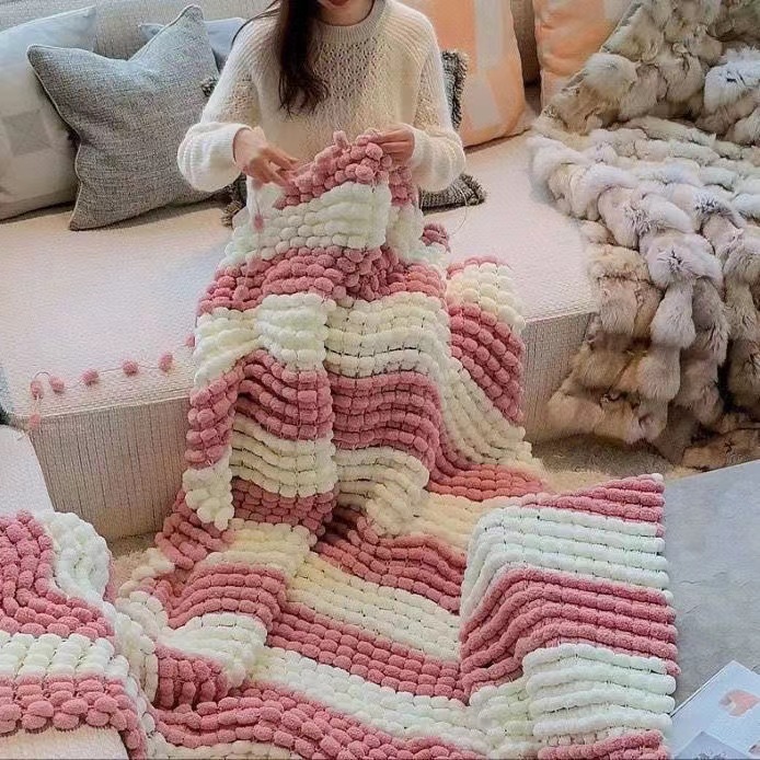 130G/Roll Pompom Yarn Mixed Co - Woven Scarf Blanket reseña y precio