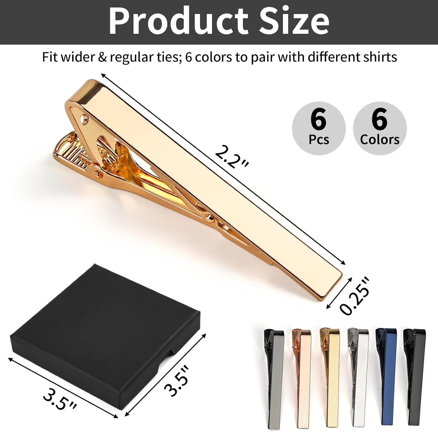 6 Tie Clips for Men, Classic S - Tie Bar Set Gift reseña y precio