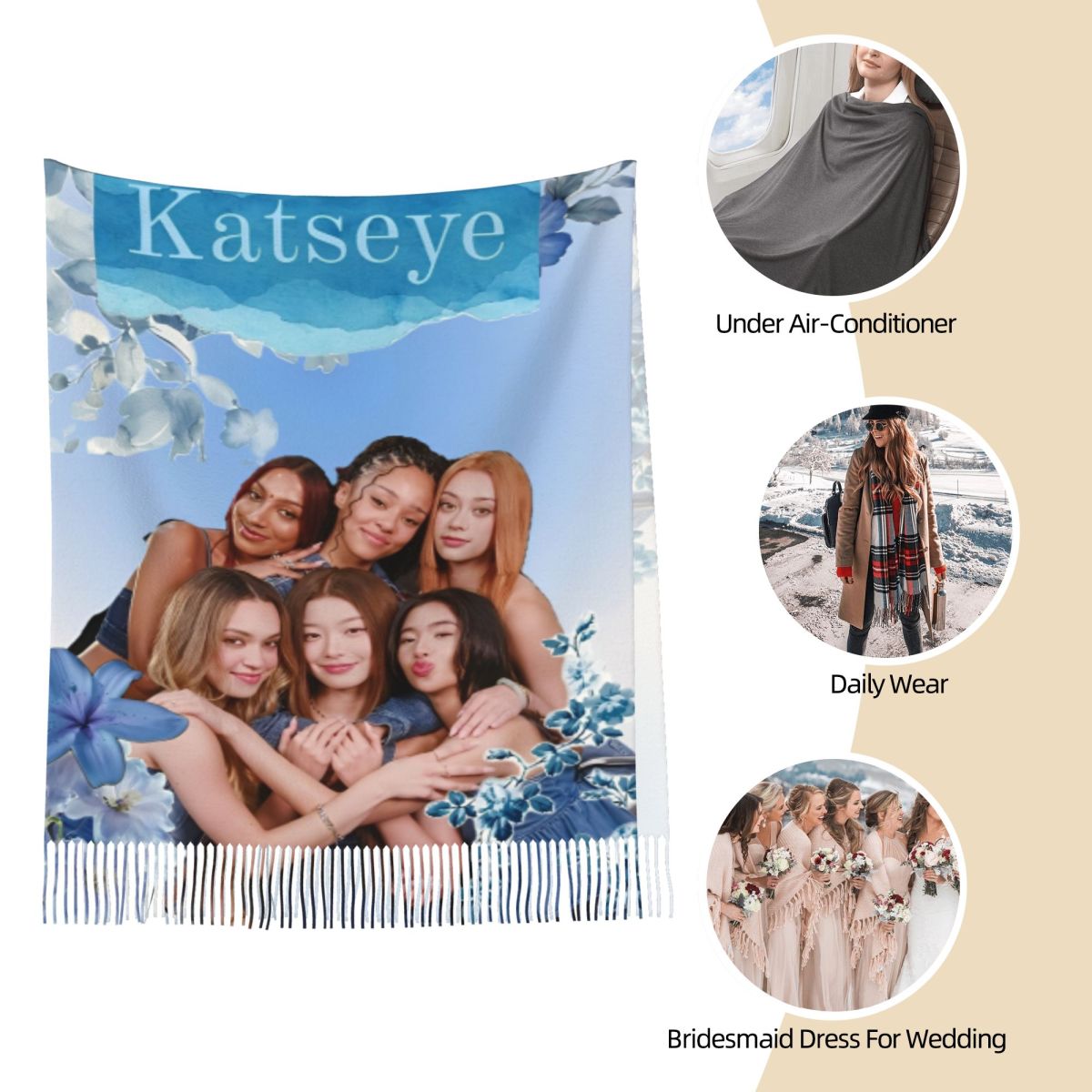 Katseye Kpop Scarf for Women W - Pashmina Wrap Large reseña y precio