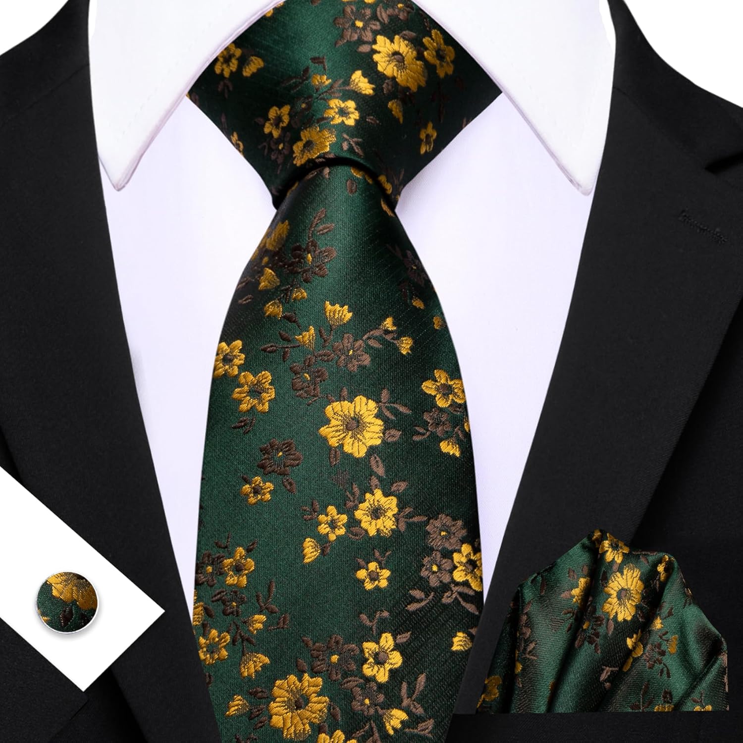 Men's Floral Paisley Silk Tie  - Pocket Square Set reseña y precio